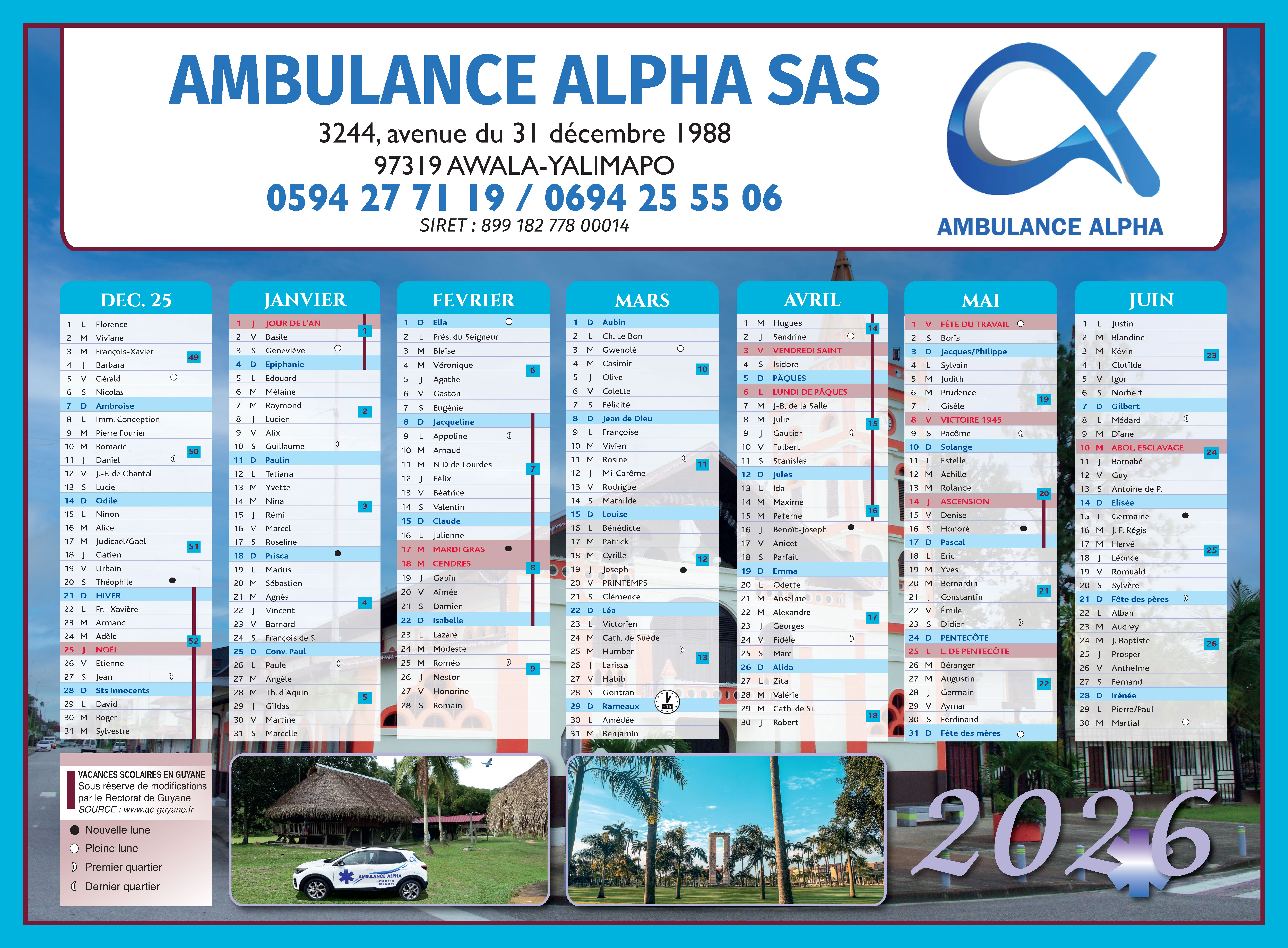 CALENDRIER REMBORDE AMBULANCE ALPHA